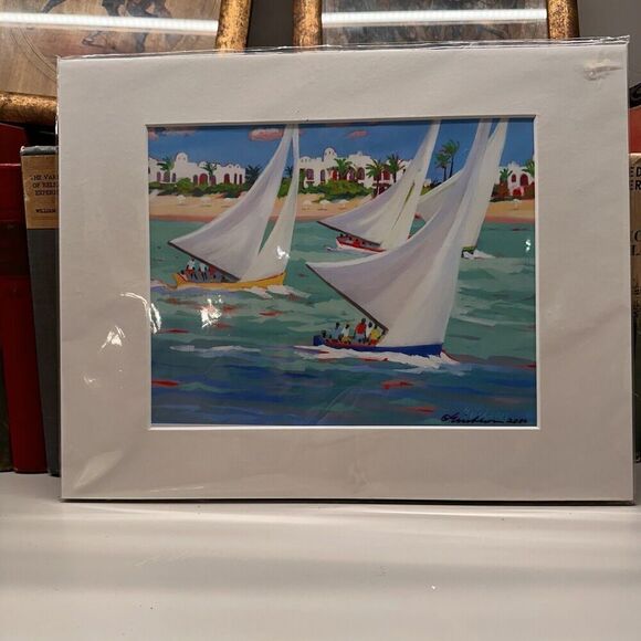 Shari Erickson Regatta Signed Print  Sail Boat St. Thomas Art Print Erickson - Picture 3 of 10